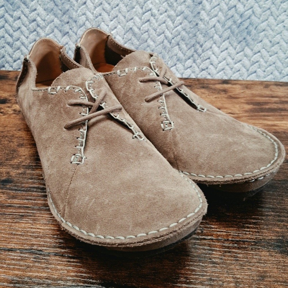 Clarks Originals Faraway Moccasin Taupe Suede Lace Up Shoes 75540 Womens 8.5 M